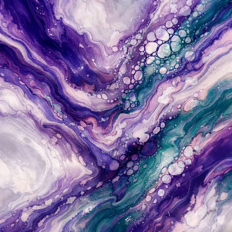 Abstract purple and teal marble pattern representing value and clarity