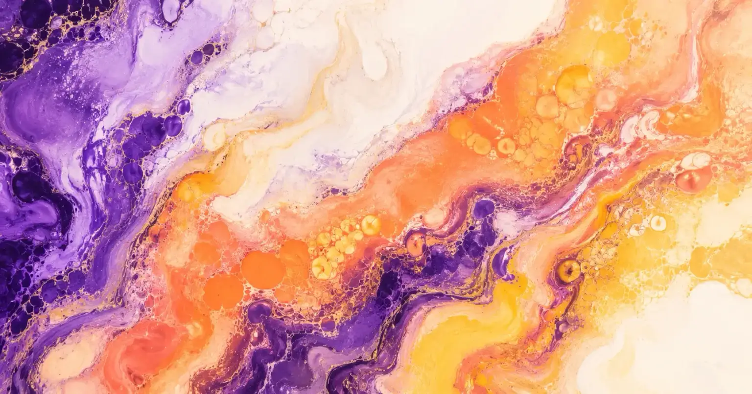 How to Come Out on Your Own Terms Abstract purple, orange, and gold fluid marble art representing authenticity, warmth, and self-acceptance